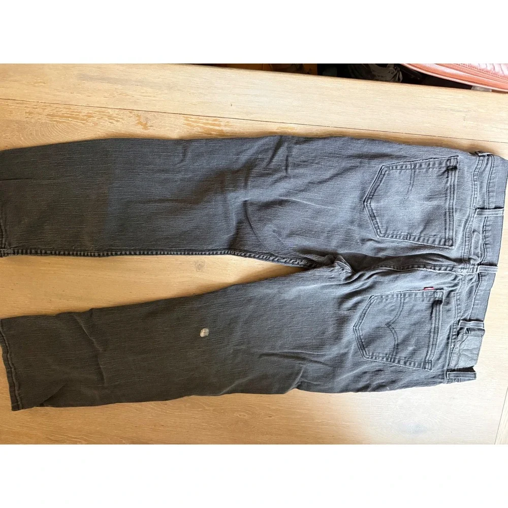 Levis Mens Faded Black Straight Leg Denim Jeans Paint Splatter Distressed 34x31
